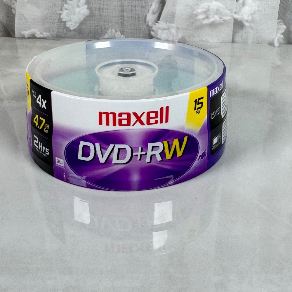 Maxell DVD+RW 15 Pack 2 Hours 4.7 GB Rewritable New‎ Sealed